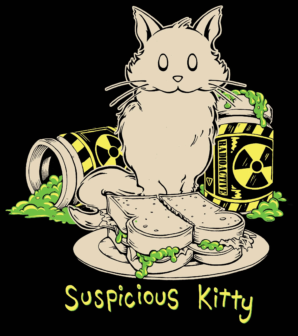 Glow in the Dark Suspicious Kitty Radioactive Sandwich T-Shirt
