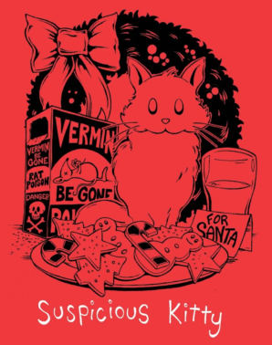 Suspicious Kitty Christmas T-Shirt