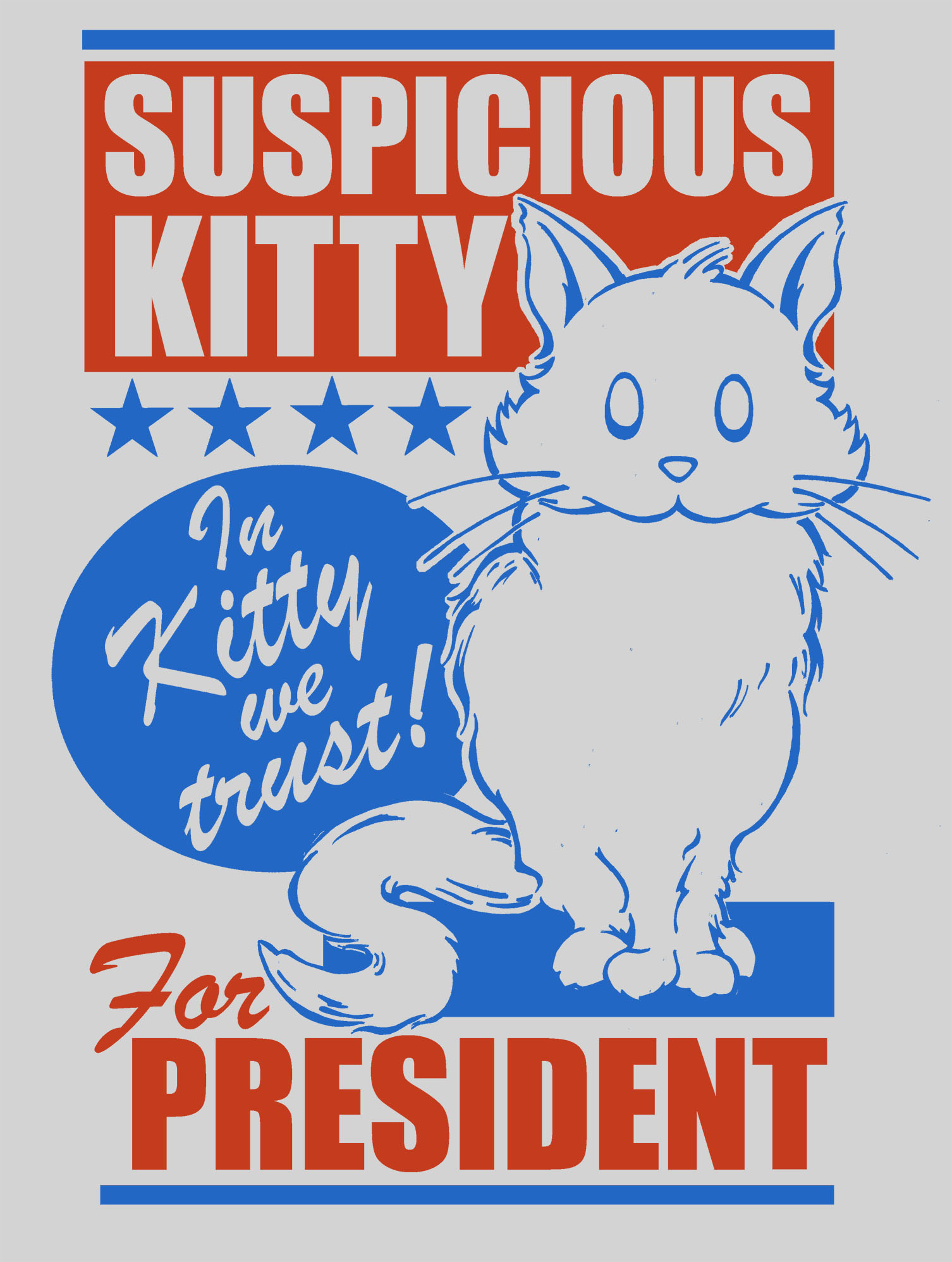 Suspicious Kitty For President T-Shirt