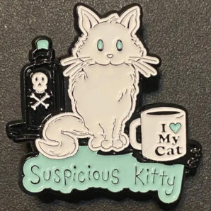 Suspicious Kitty Enamel Pin