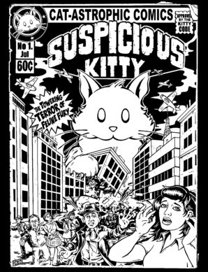 Suspicious Kitty Colossal Kitty T-Shirt