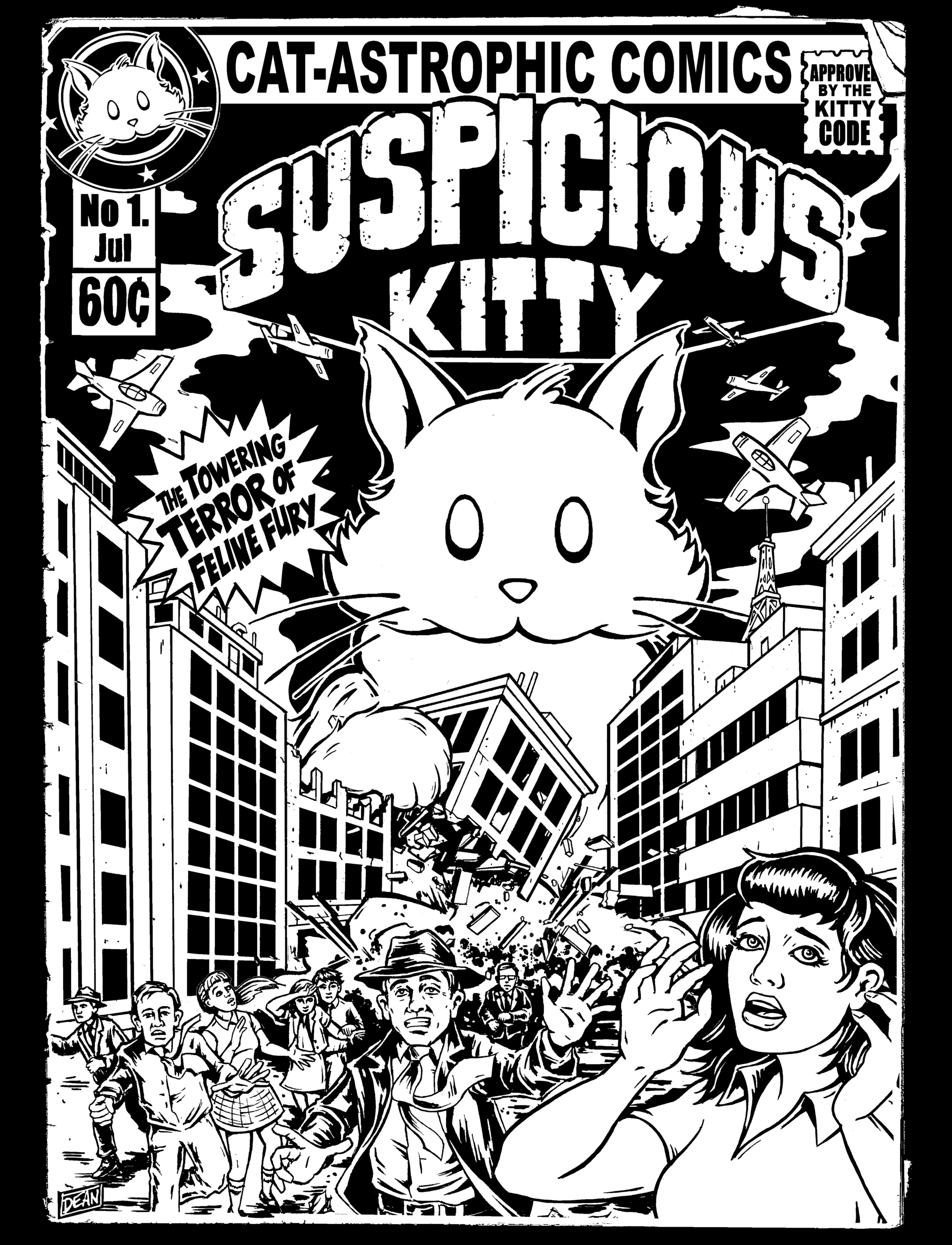 Suspicious Kitty Colossal Kitty T-Shirt